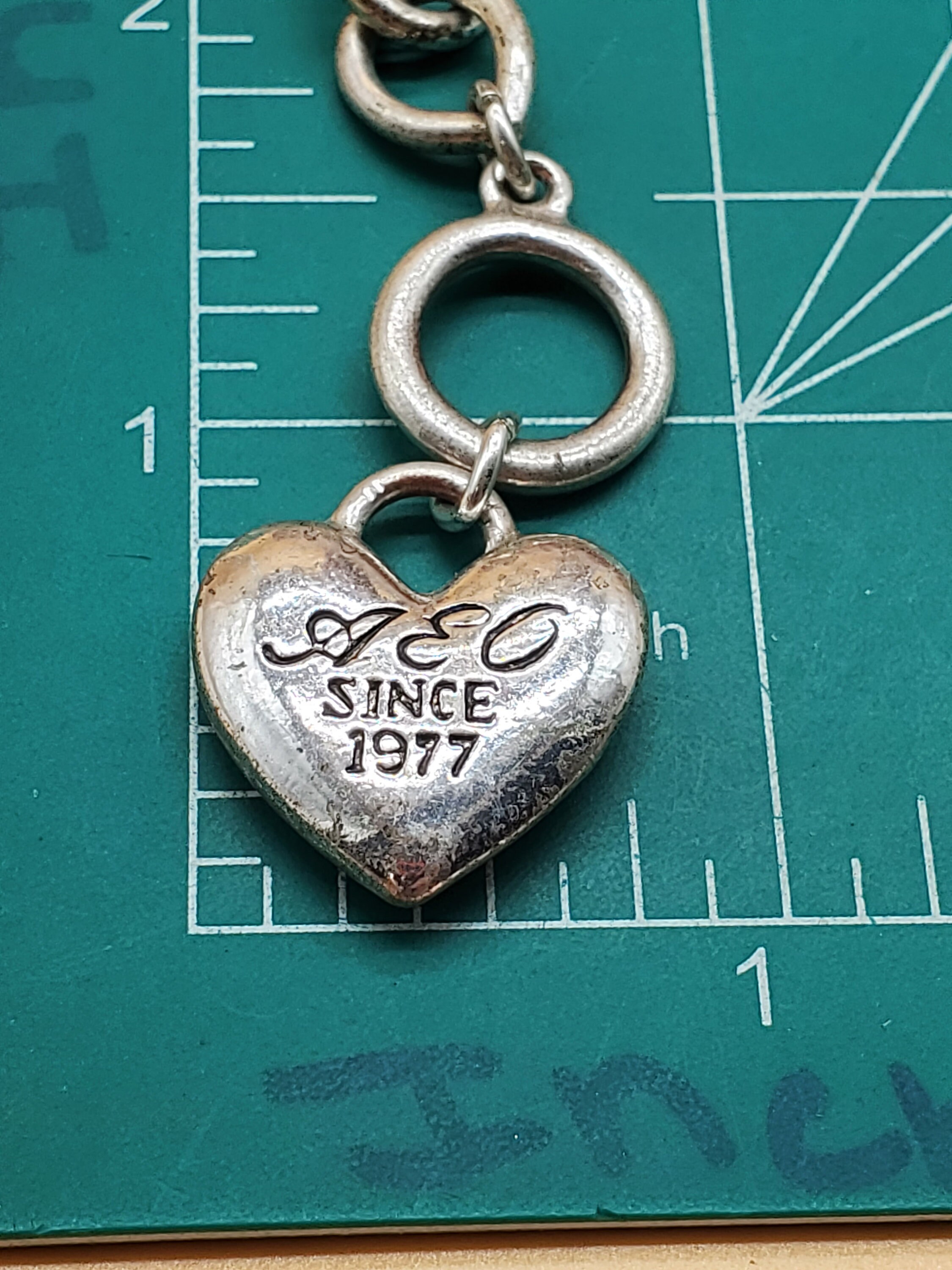 Vintage AEO Silver Tone Heart Toggle Chain Necklace - Etsy