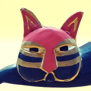 Vintage whimsical painted wood cat