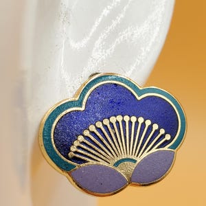 vintage Laurel Burch enamel Plum Blossom pierced earrings