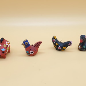Vintage Mexico Folk Art handmade painted miniature clay animal Christmas Ornament, select styles