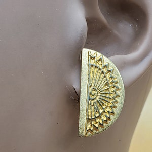Vintage Marbert gold plated tribal Egyptian clip on earrings