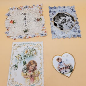 Antique valentines card, lot of 4