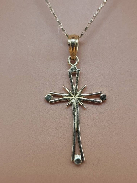 14k yellow gold cross pendant on 14k yellow gold chain