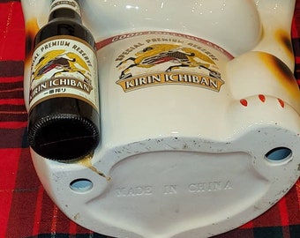 Vintage XXL Ceramic Porcelain Maneki-neko Cat Advertising Kirin