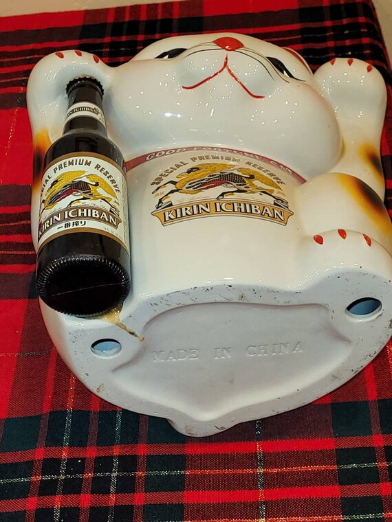 Vintage XXL Ceramic Porcelain Maneki-neko Cat Advertising Kirin