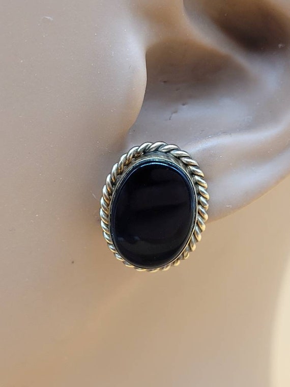 Vintage Winard 12kgf Onyx clip on earrings - image 8