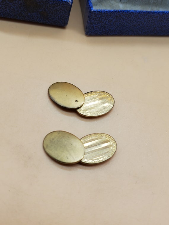 Vintage Art Deco style gold plated cufflinks with… - image 10