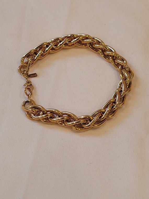 Vintage Monet gold tone thick metal bracelet
