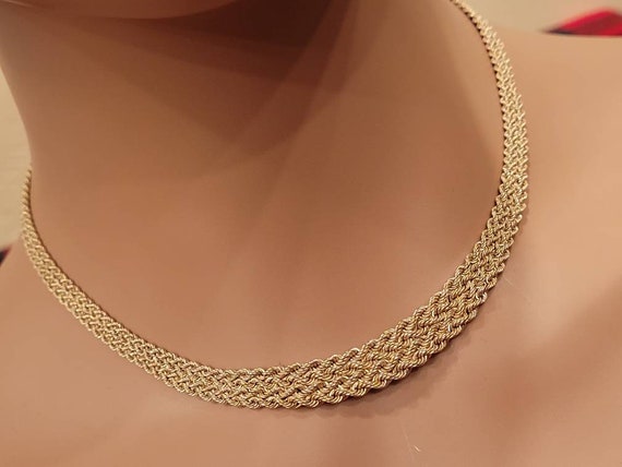 Vintage Aurafin 14KT Yellow Gold Woven Chain Necklace Etsy Australia