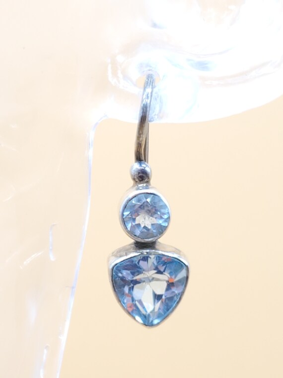 Vintage sterling silver Blue Topaz dangling earri… - image 2