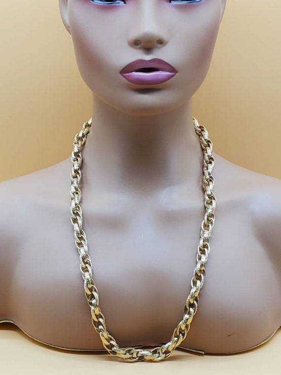 Vintage Monet chunky textured gold tone chain lin… - image 2