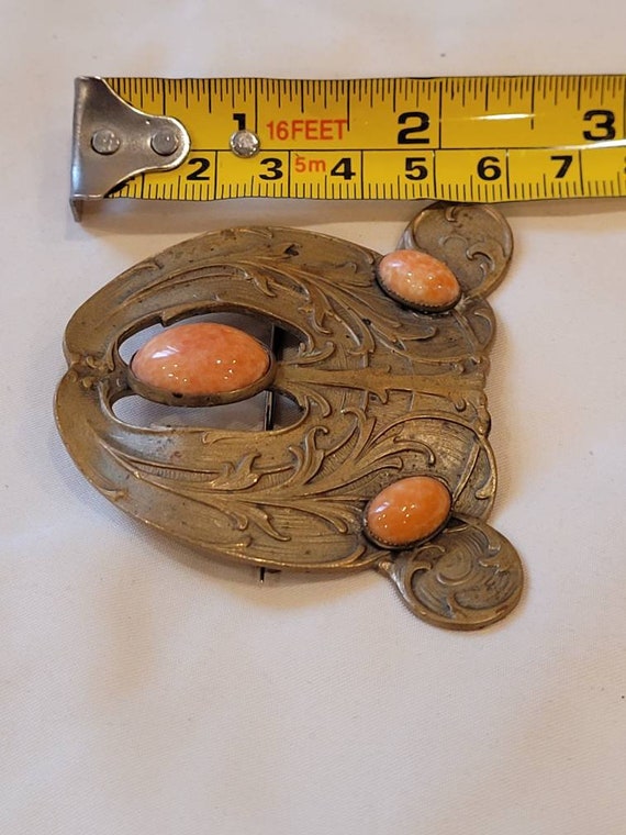 Vintage antique faux coral brooch - image 8