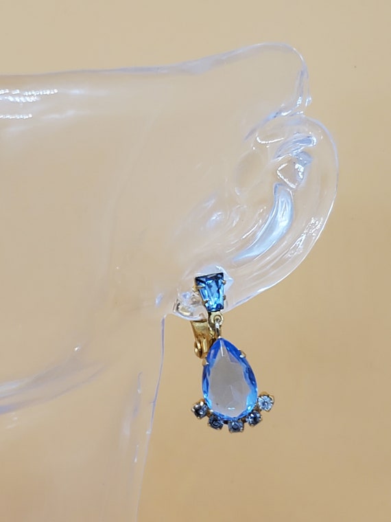 Vintage Lewis Segal dangling blue rhinestone earri