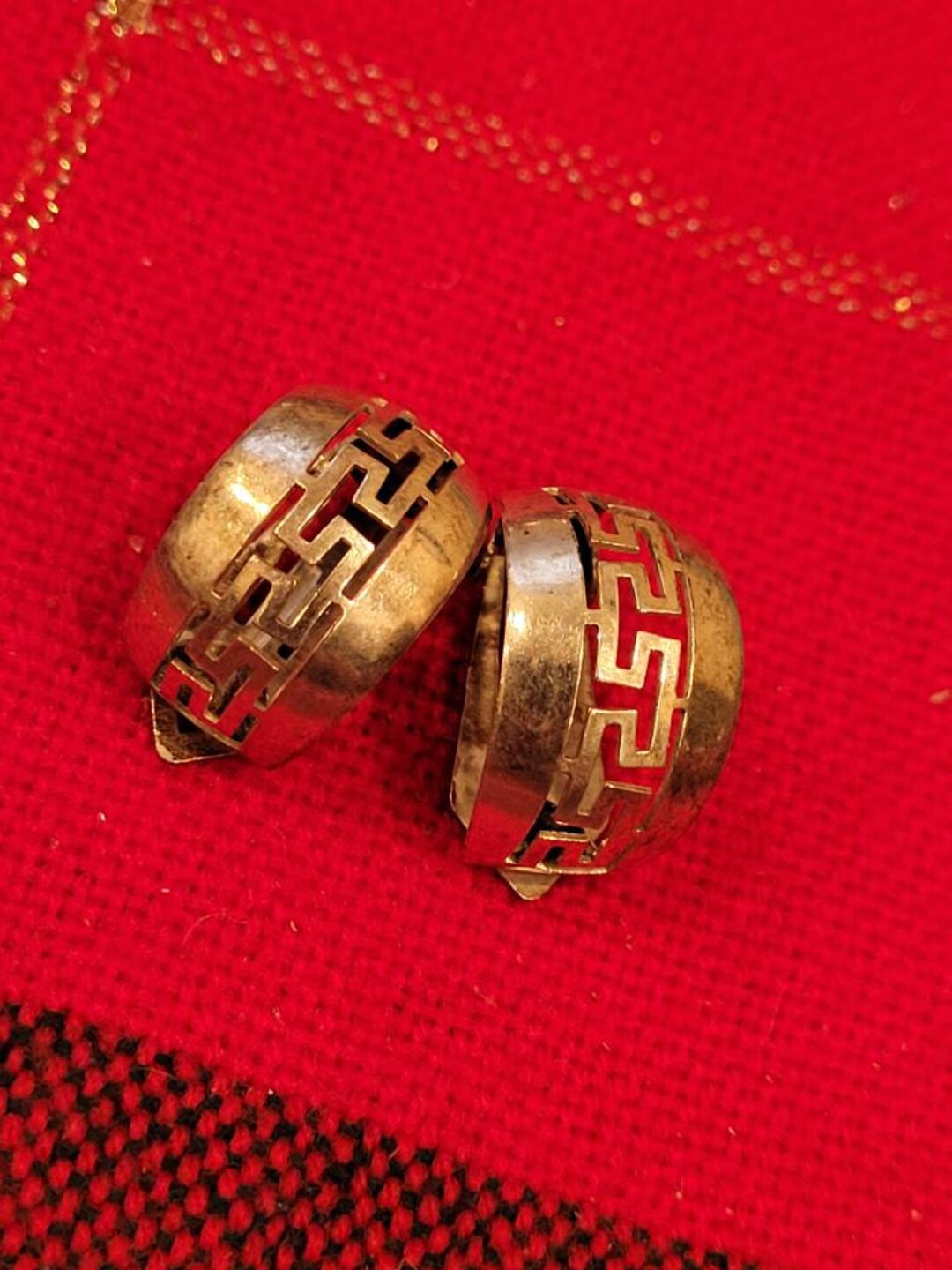 Sterling Greek Key Hoops