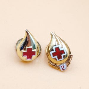 Vintage Red Cross Pin - Etsy