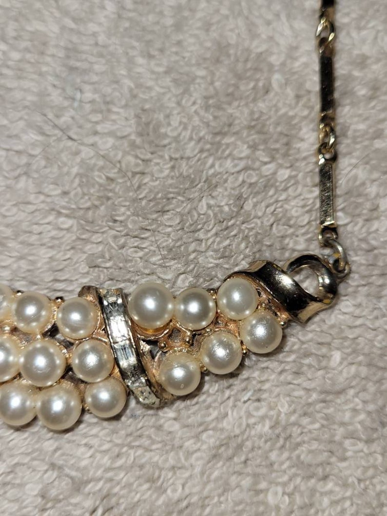 Vintage Coro Katz Faux Pearl Rhinestone necklace