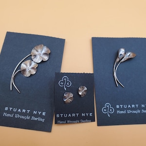 vintage Stuart NYE hand wrought sterling flower jewelry, select styles