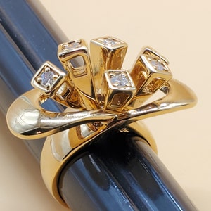 vintage Camille Lucie gold tone clear stone statement ring