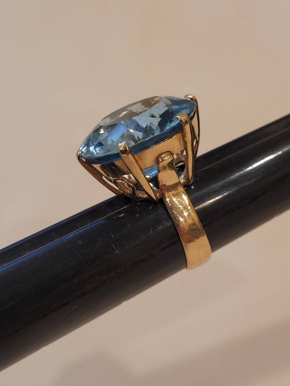 Vintage 14k yellow gold Huge Blue Topaz statement… - image 7