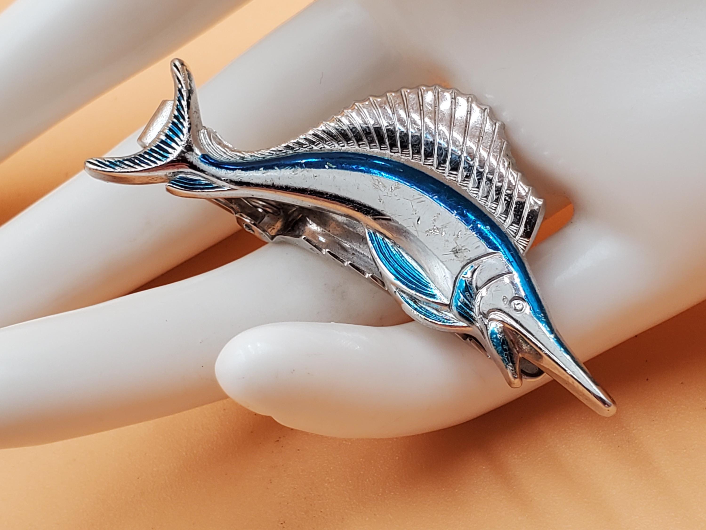Vintage Anson Silver Tone Enamel Swordfish Sailfin Marlin Fish Tie Clip -  Etsy