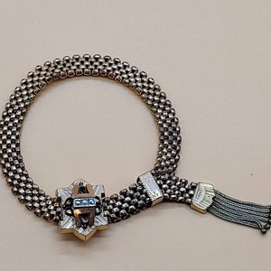 Victorian gold filled slide charm bracelet with seed pearl accents