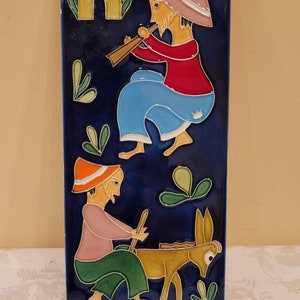 Vintage F. VIETRI ceramic scene tile wall hanging