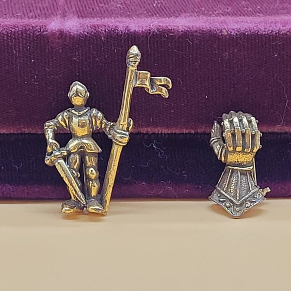 Vintage small Renaissance themed knight or Knights armored glove pin, select styles