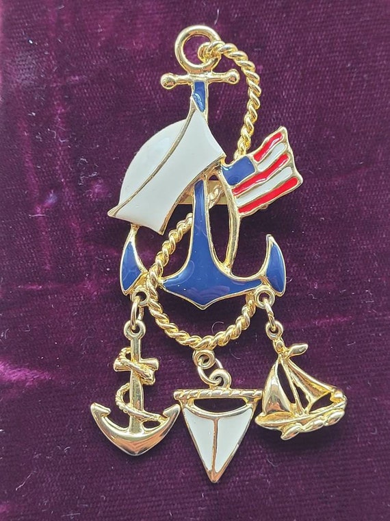 10k Gold 3 D Nautical Ship Mariner Anchor With Rope Two Color Charm Pendant Necklace Jewelry Gifts For Women