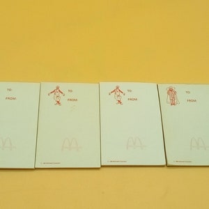 Vintage McDonald&#39;s collectable mini memo notepads, lot of 4