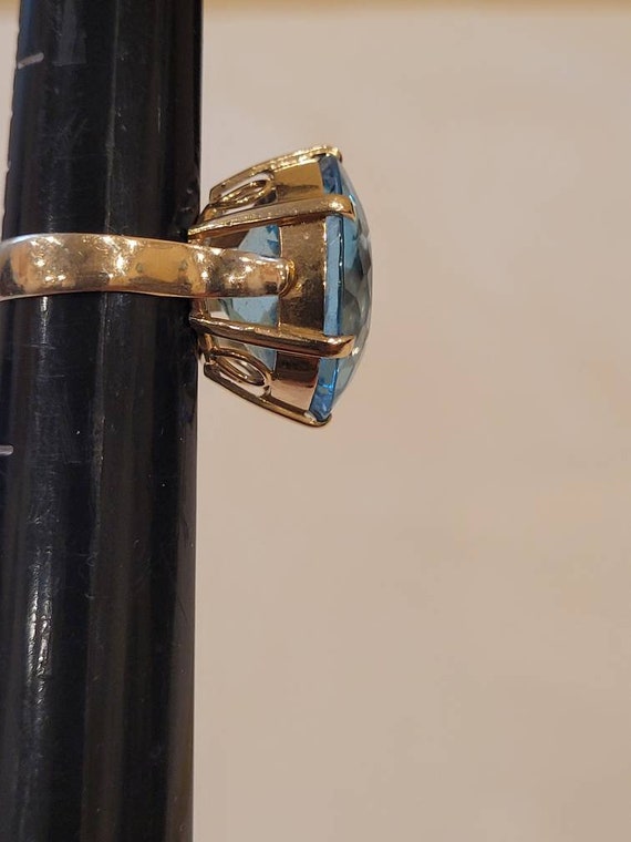 Vintage 14k yellow gold Huge Blue Topaz statement… - image 6