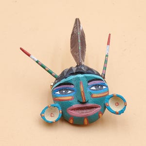vintage delicate handmade Tribal mask pin
