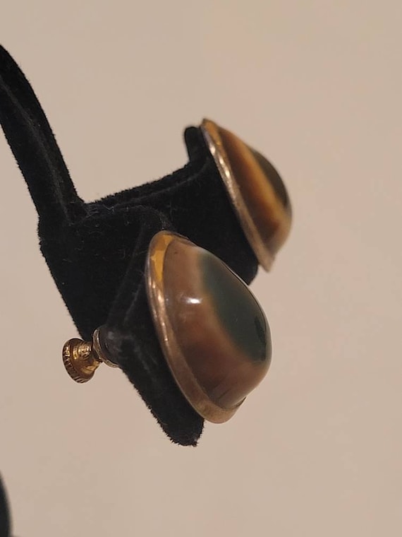 Vintage Operculum gold tone sterling silver screw… - image 2