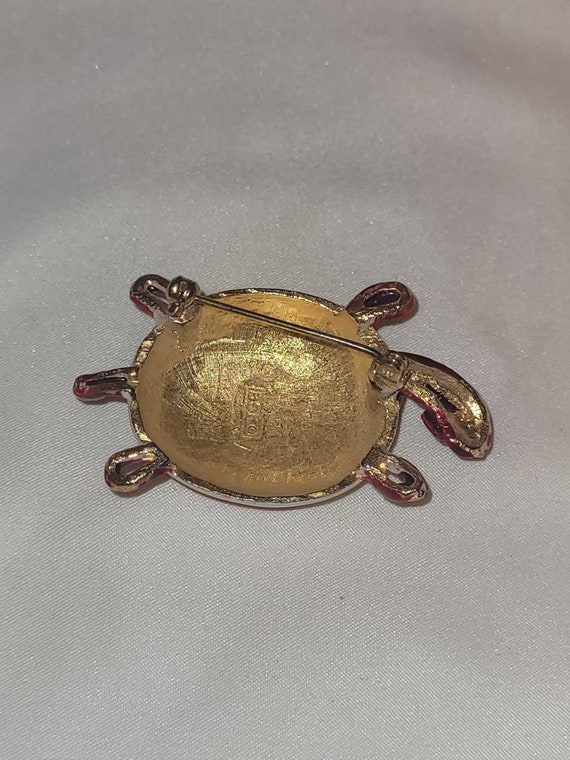 Vintage rare BSK enamel abstract turtle brooch - image 2