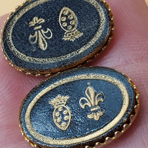 Vintage green stamped leather cufflinks