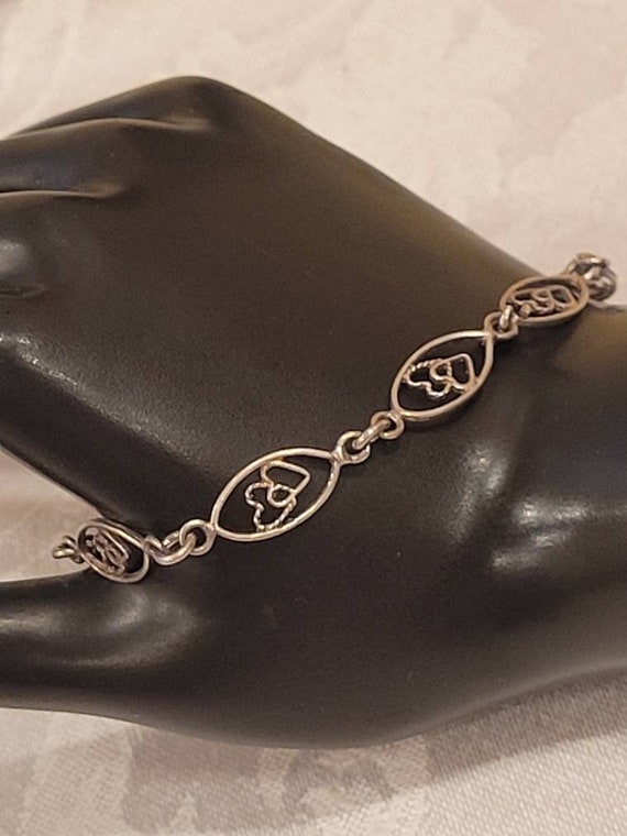 Vintage 925 Italy FAS Filigree Heart Link Bracelet Etsy