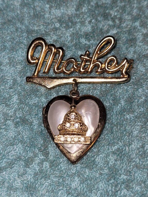 Vintage Maine State Charm Double Heart Key Souvenir Brooch