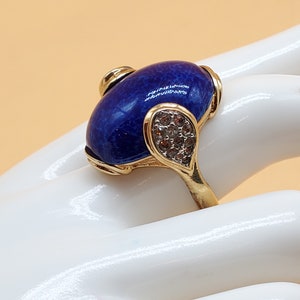 Vintage sterling vermeil faux Lapis cocktail ring