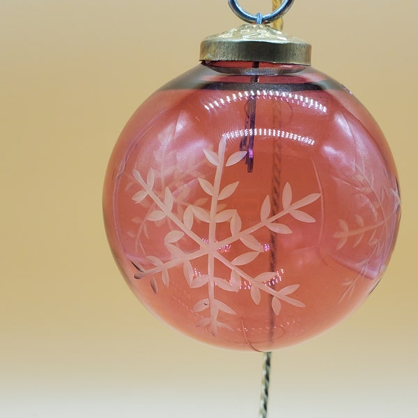 Vintage Red OR blue etched snowflake Kugel style Christmas ball ornament,  select styles