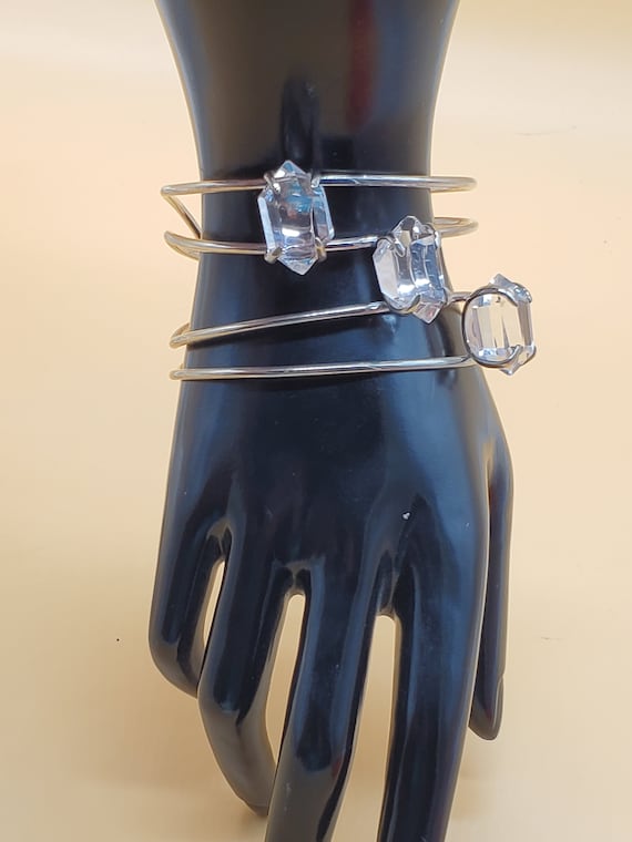 statement clear stone cuff bracelet - image 2