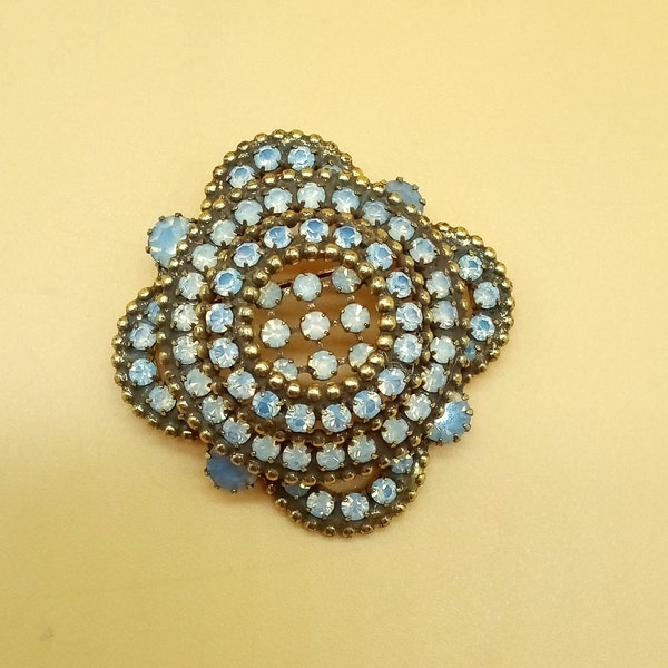 Vintage opalescent rhinestone brooch