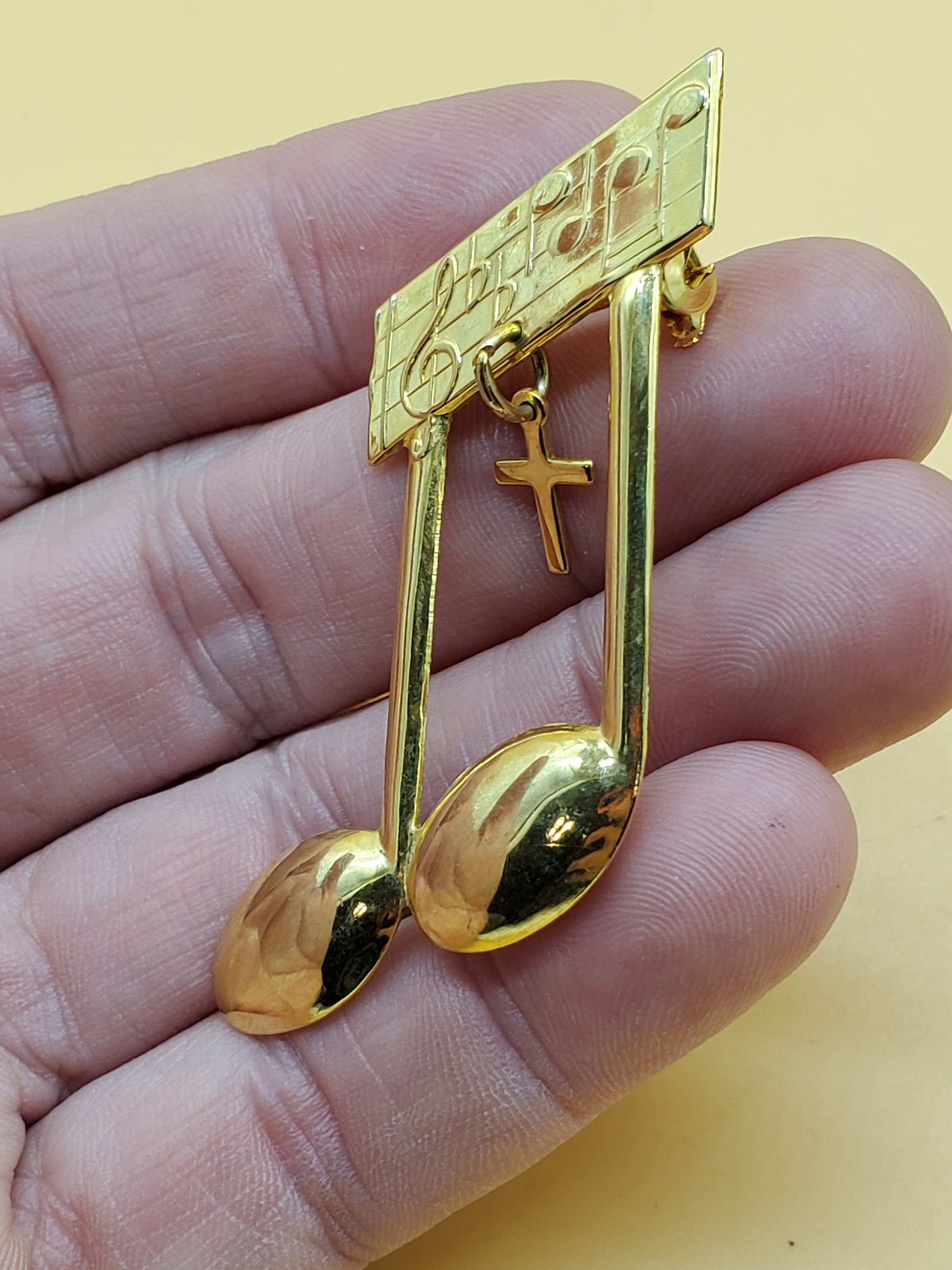 Vintage Musical Note Cross Brooch - Etsy