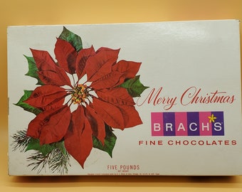 Vintage Brachs poinsettia 5 lb Christmas chocolates EMPTY box