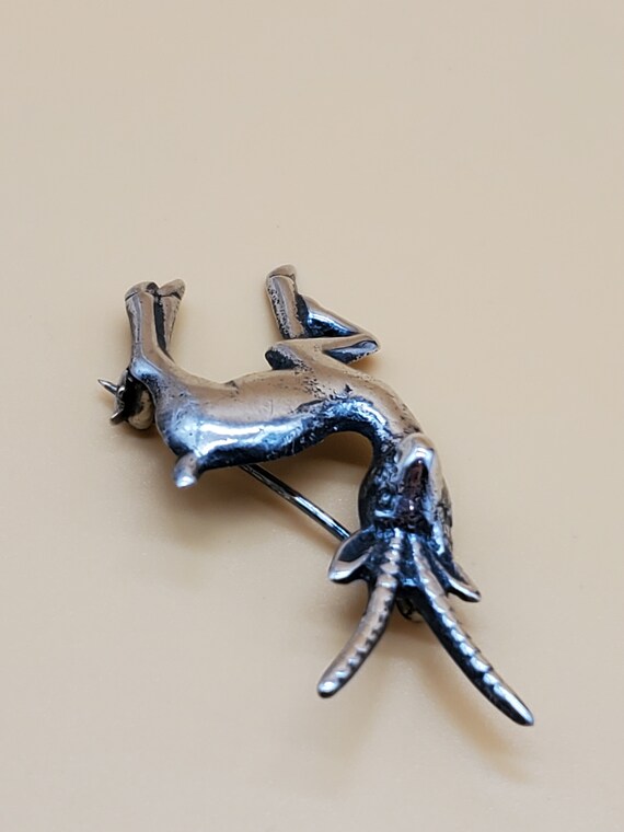 Vintage sterling Gazelle brooch - image 2