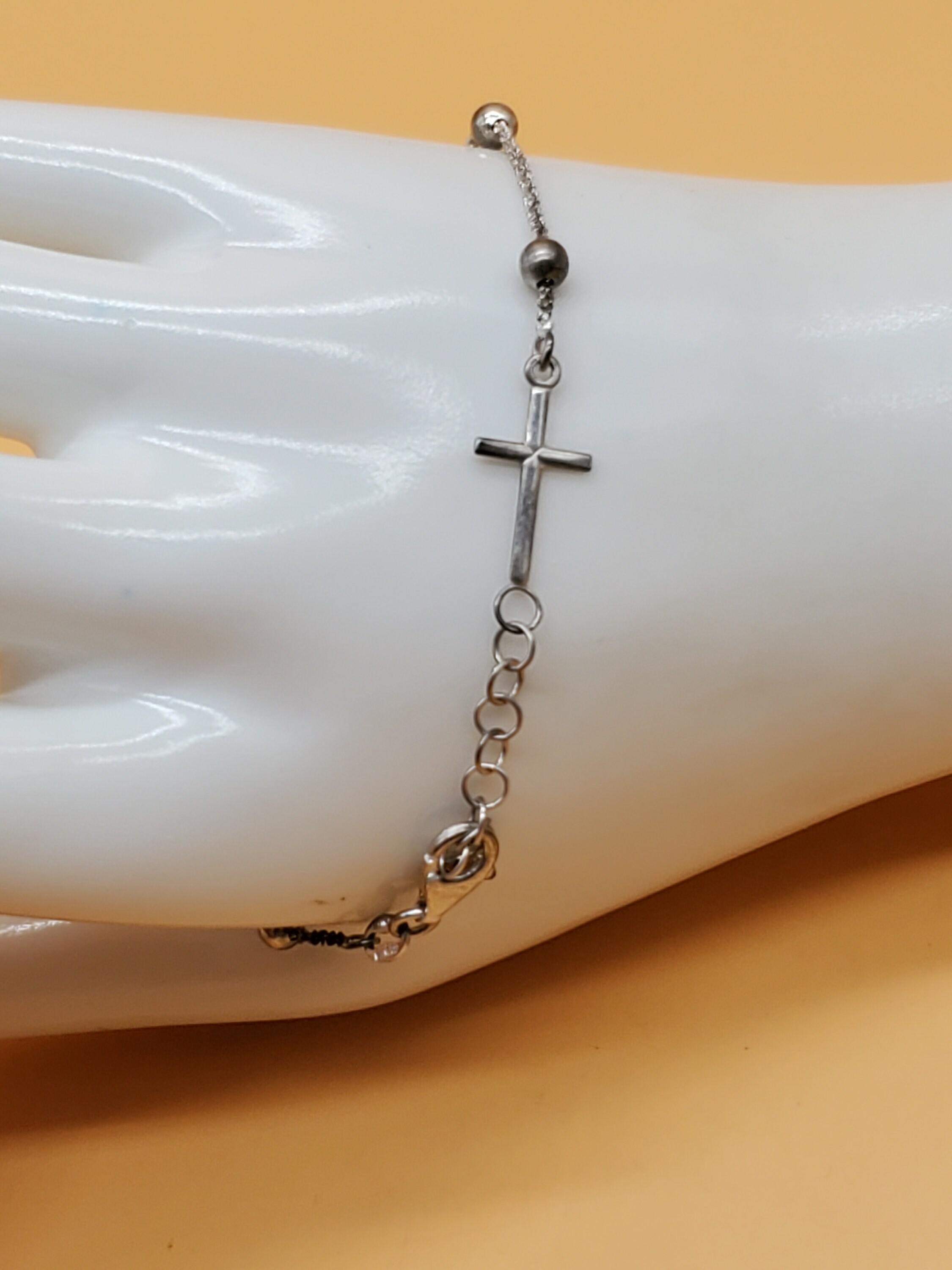 アクセサリー Vintage 50s Silver Chain Cross Bracelet Vintage 50s Silver Chain Cross Bracelet