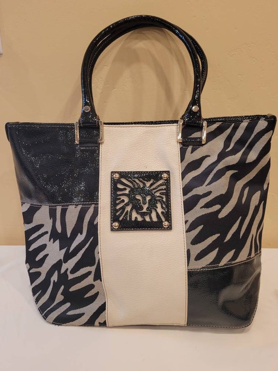 ticket Dicteren rollen Buy Vintage Anne Klein Patchwork Lion Face Large Tote Purse Online in India  - Etsy