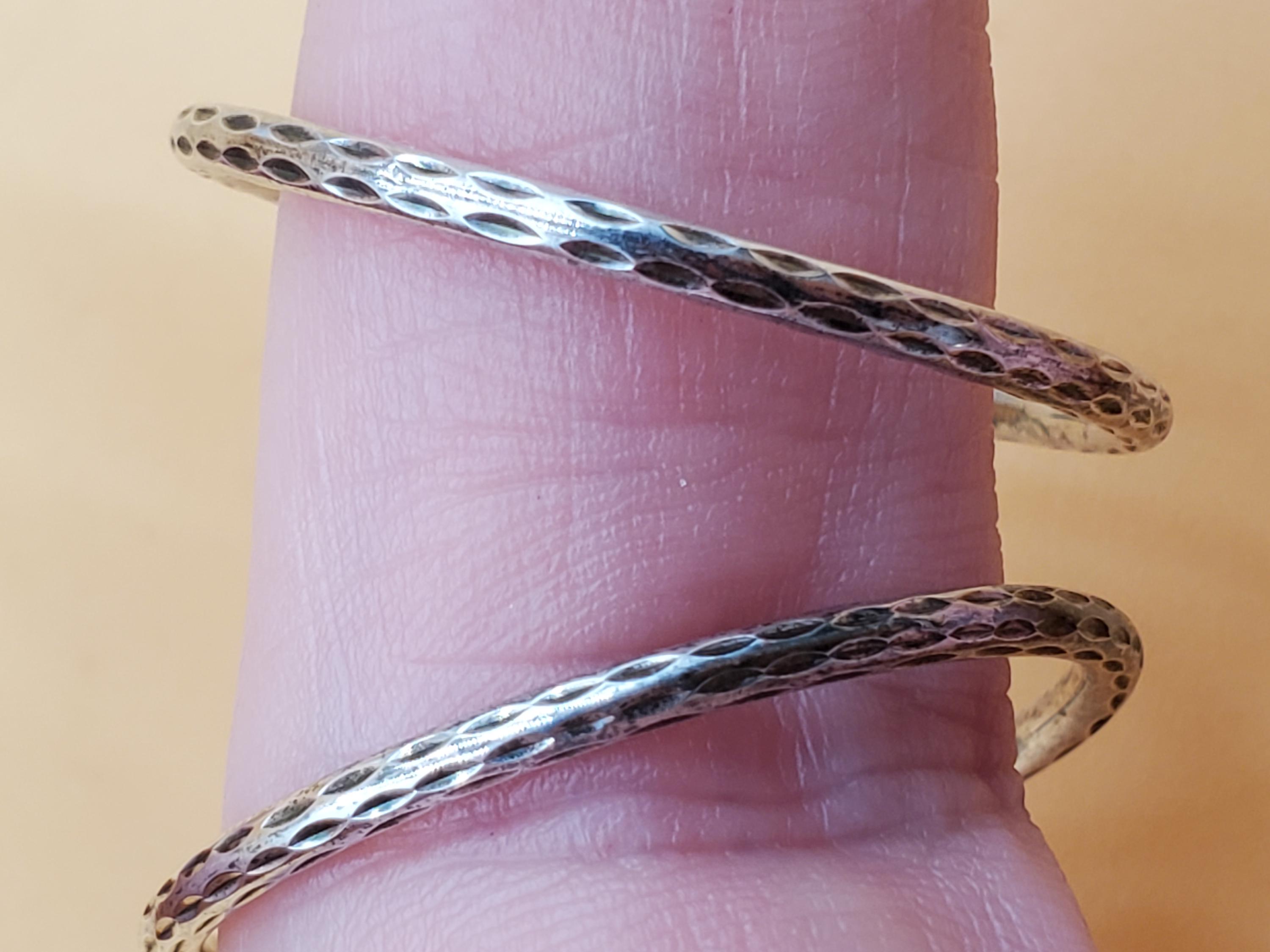 Vintage Sterling Pierced Hoop Earrings With Simple Etched Design