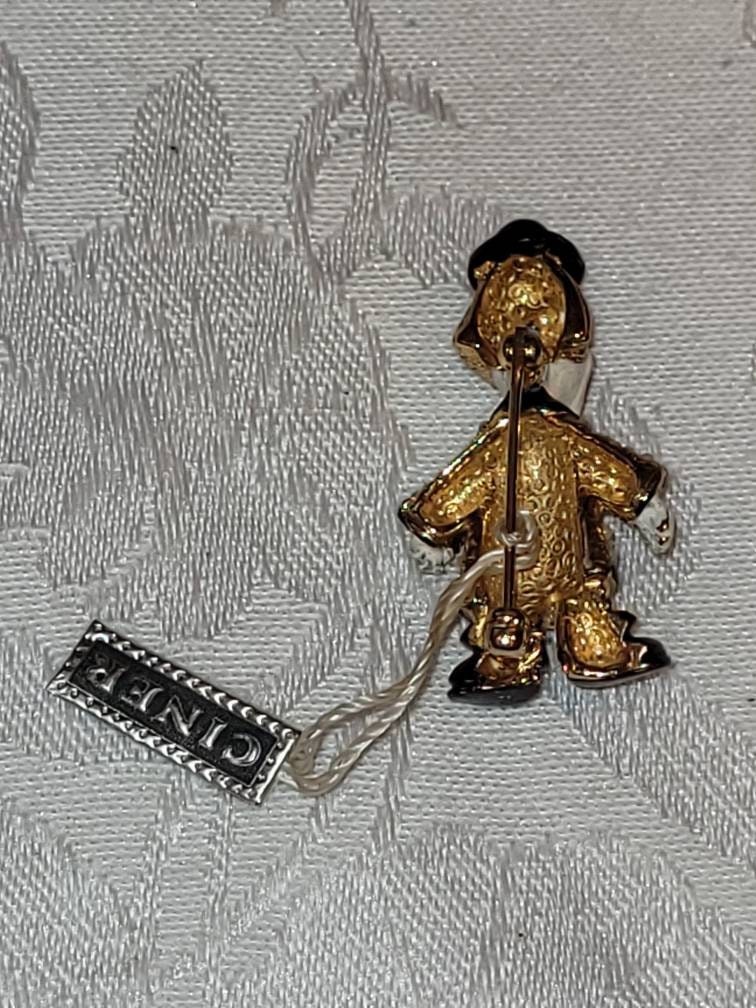 RARE Ciner Faux Seed Pearl Enamel Rhinestone Clown Brooch RARE Ciner Faux Seed Pearl Enamel Rhinestone Clown Brooch