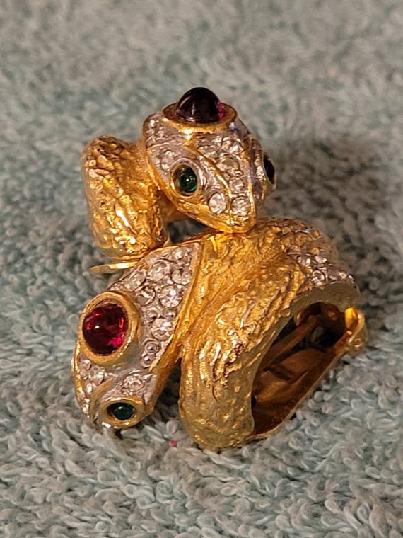 Vintage KJL Kenneth Jay Lane Jeweled Snake clip o… - image 4