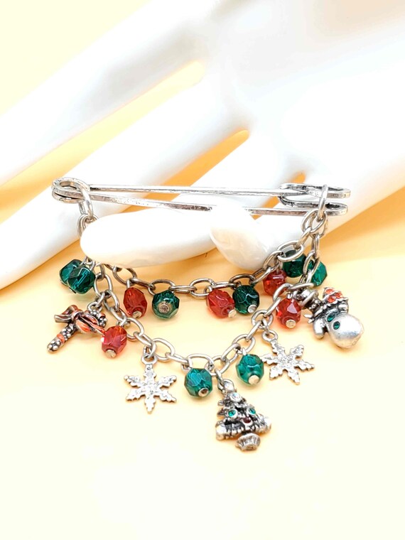 Vintage Holiday/ Christmas dangling chain charm b… - image 7