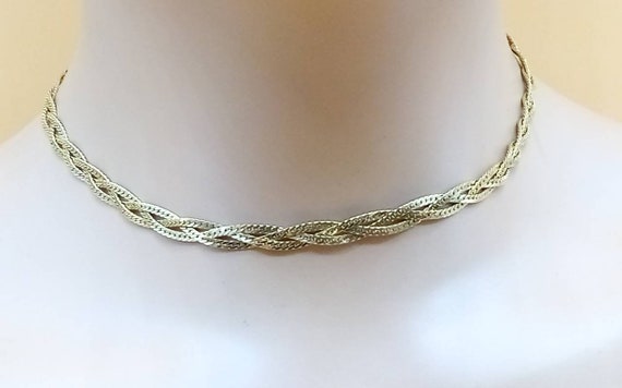 Vintage Monet gold tone braided chain necklace - image 1